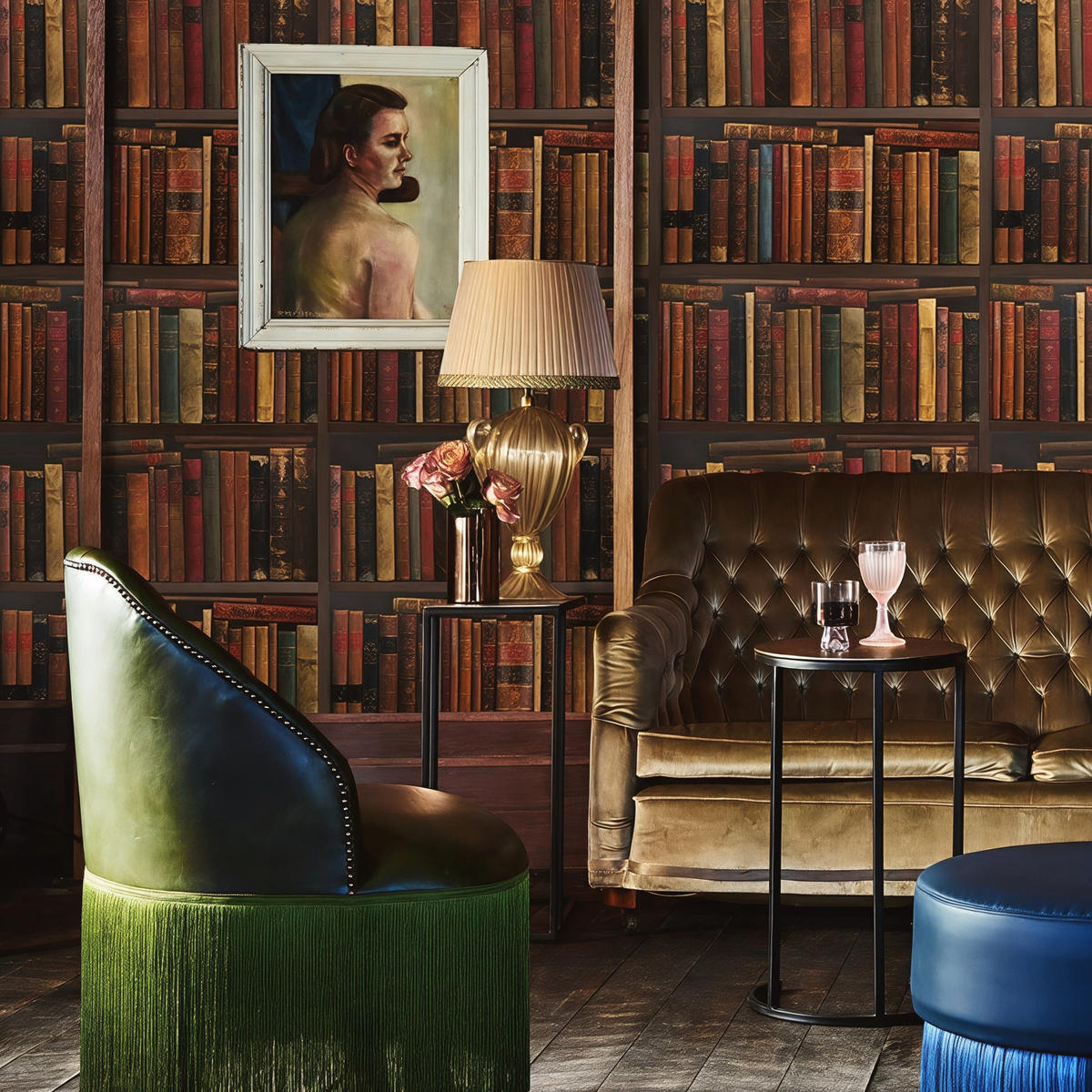 TAPETE Bibliothek aus echtem Papier, 200x280cm, 8 Bögen - Braun, Papier (200/280cm) - WALLPAPERS4BEGINNERS