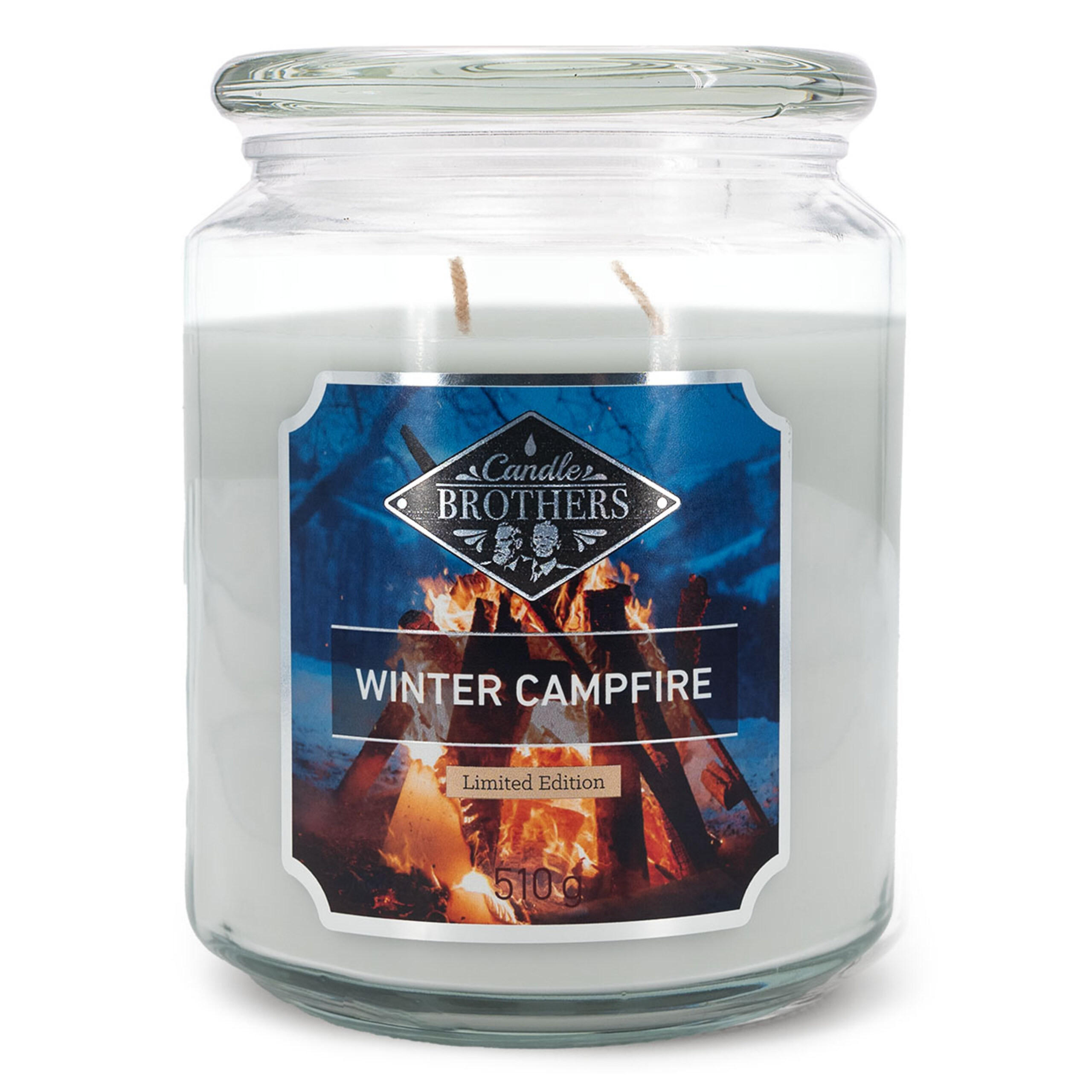 VONNÁ SVÍČKA Vícebarevná Winter Campfire ve skle 100 h