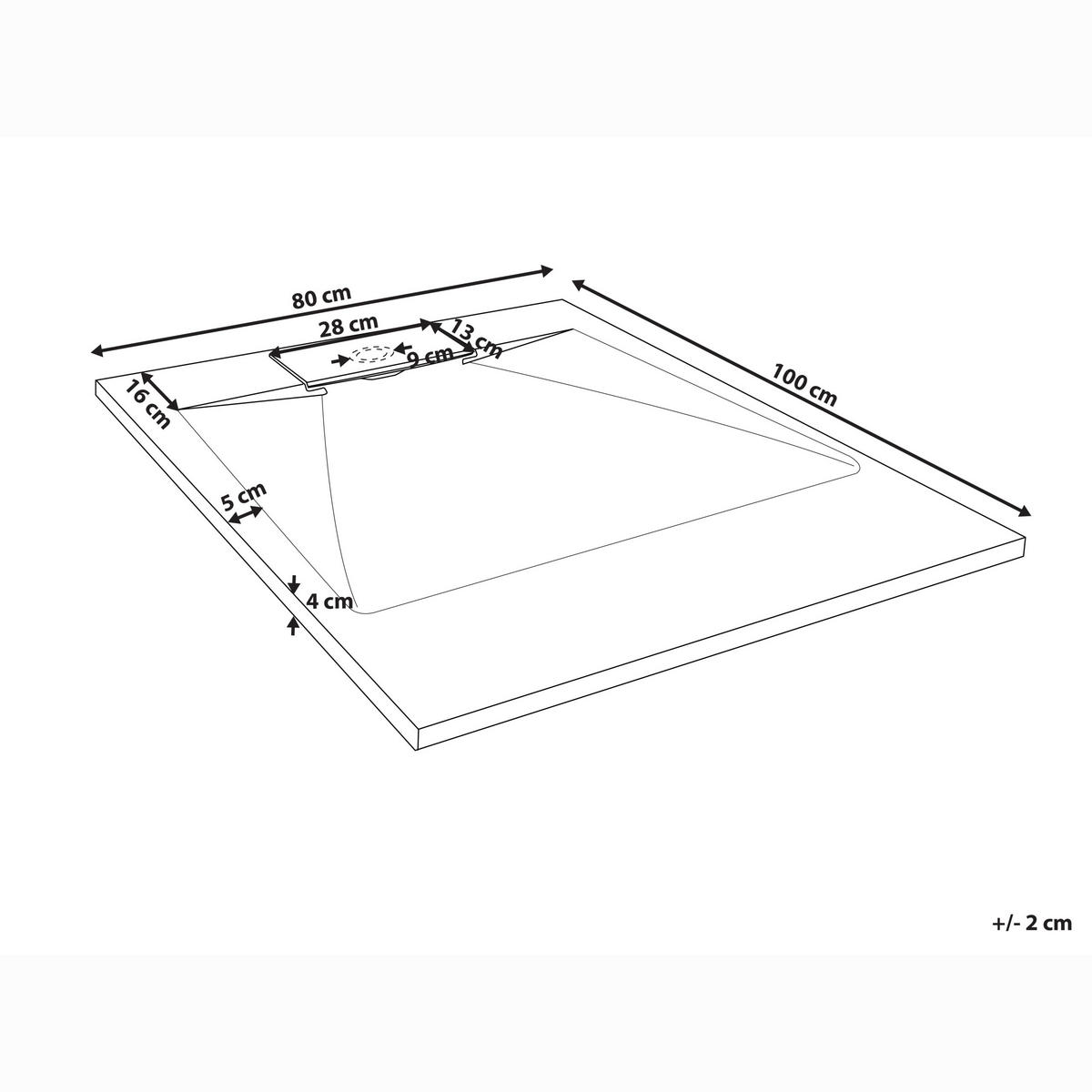 CĂDIȚĂ DE DUȘ 80/100/3 cm gri Azzurro - gri închis/gri, material plastic (100/3/80cm) - Beliani