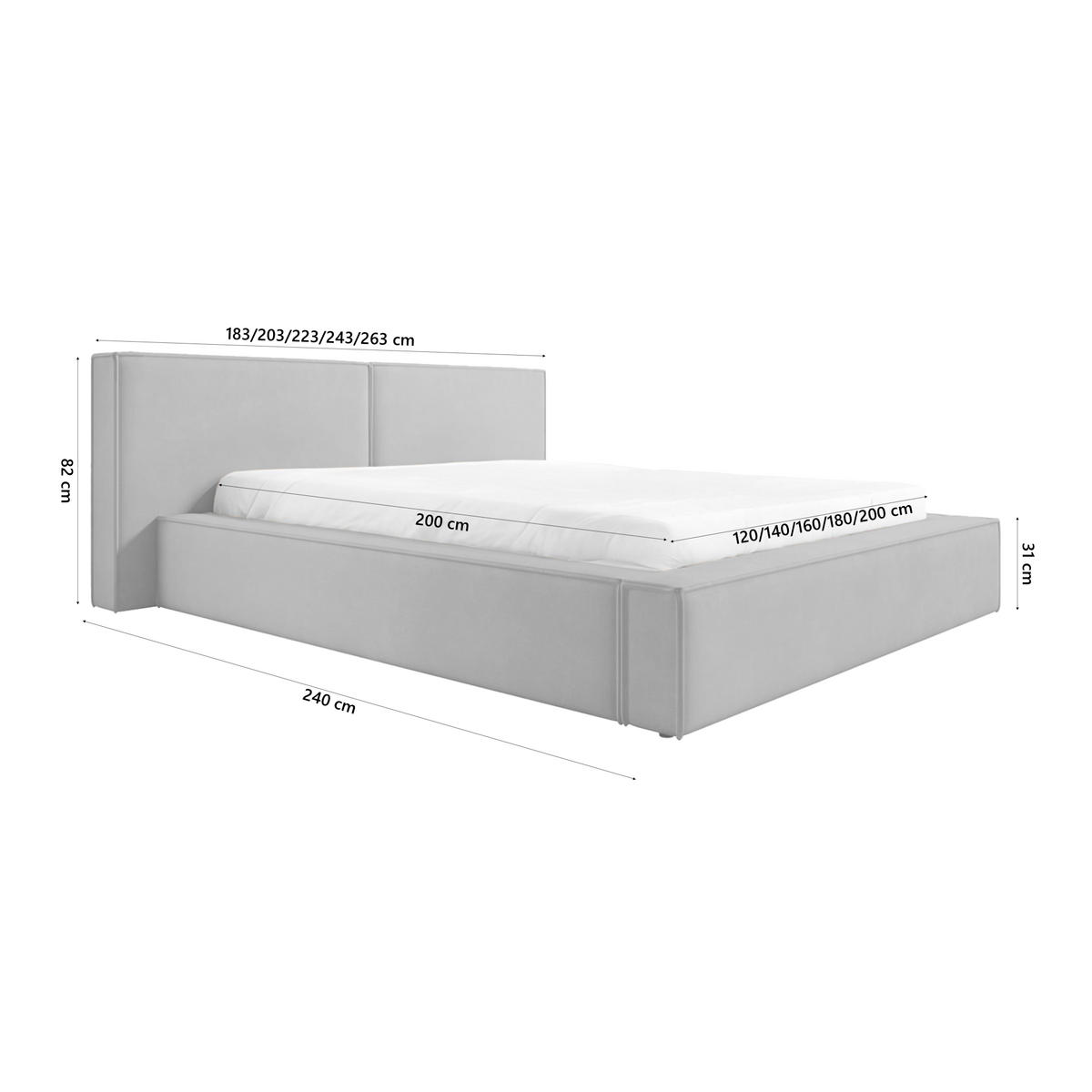 POLSTERBETT Doppelbett Lopra Betkasten 120x200 Hellgrau - Hellgrau, Holz/Textil (120/200cm) - Fedve
