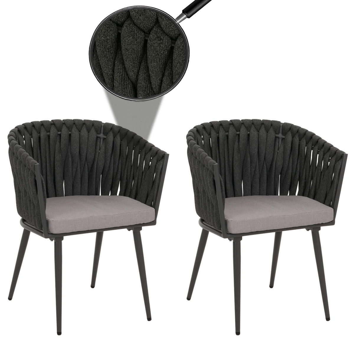 GARTENSTUHL Dunkelgrau - Dunkelgrau, Textil (61/82/57cm) - MCW