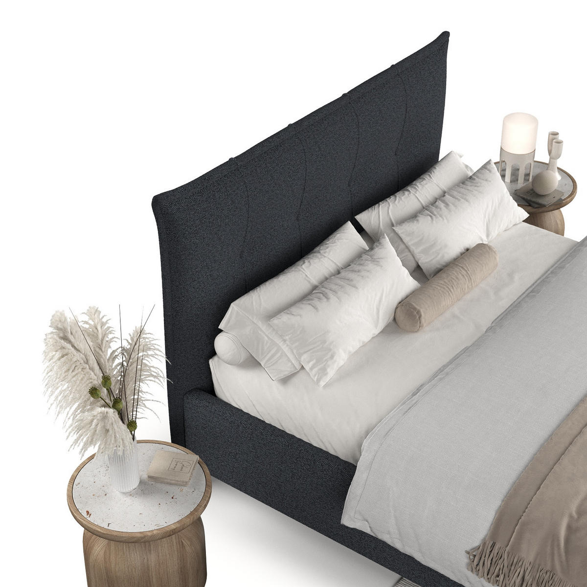 POLSTERBETT Plaza 120/200 cm Anthrazit im Riva Stoff - Anthrazit/Naturfarben, Holz/Holzwerkstoff (120/200cm) - AltaBeds