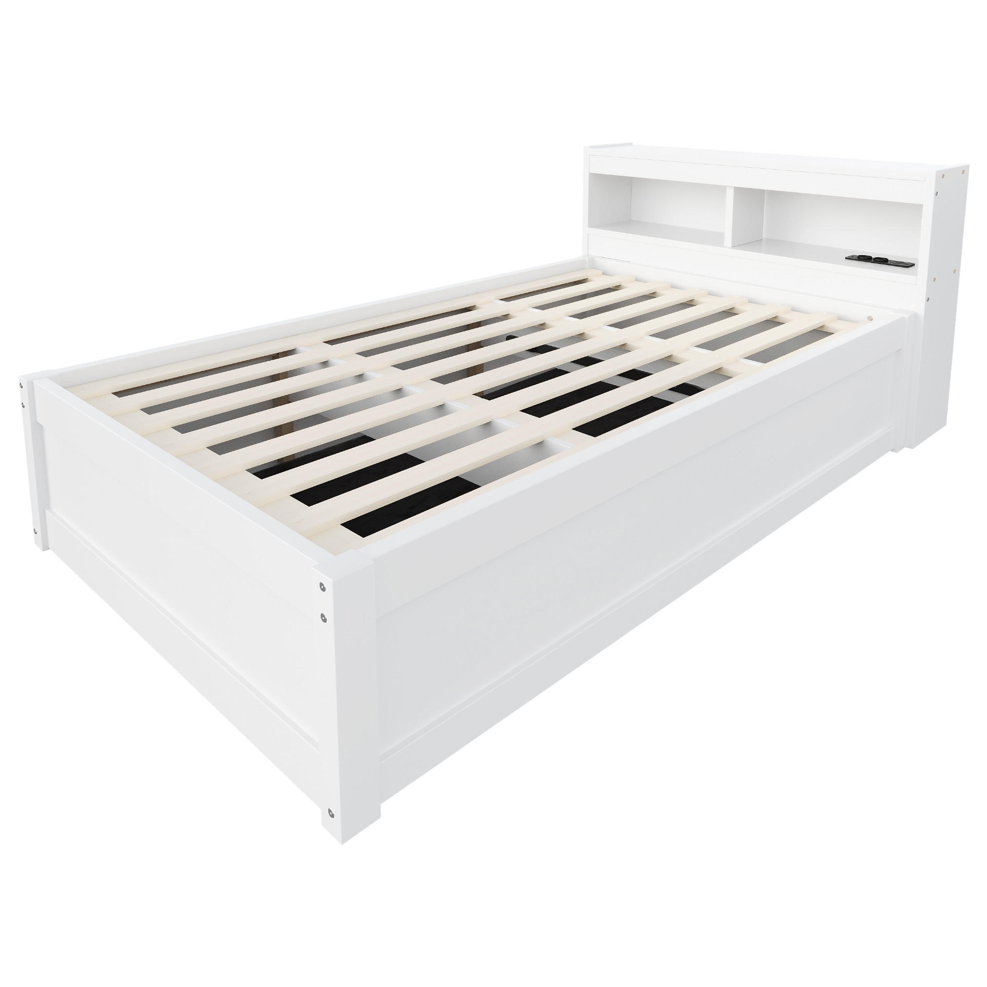 STAURAUMBETT 90/200 cm DE-32627 mit LED Weiß - Weiß, Holzwerkstoff (90/200cm) - ComfortXL