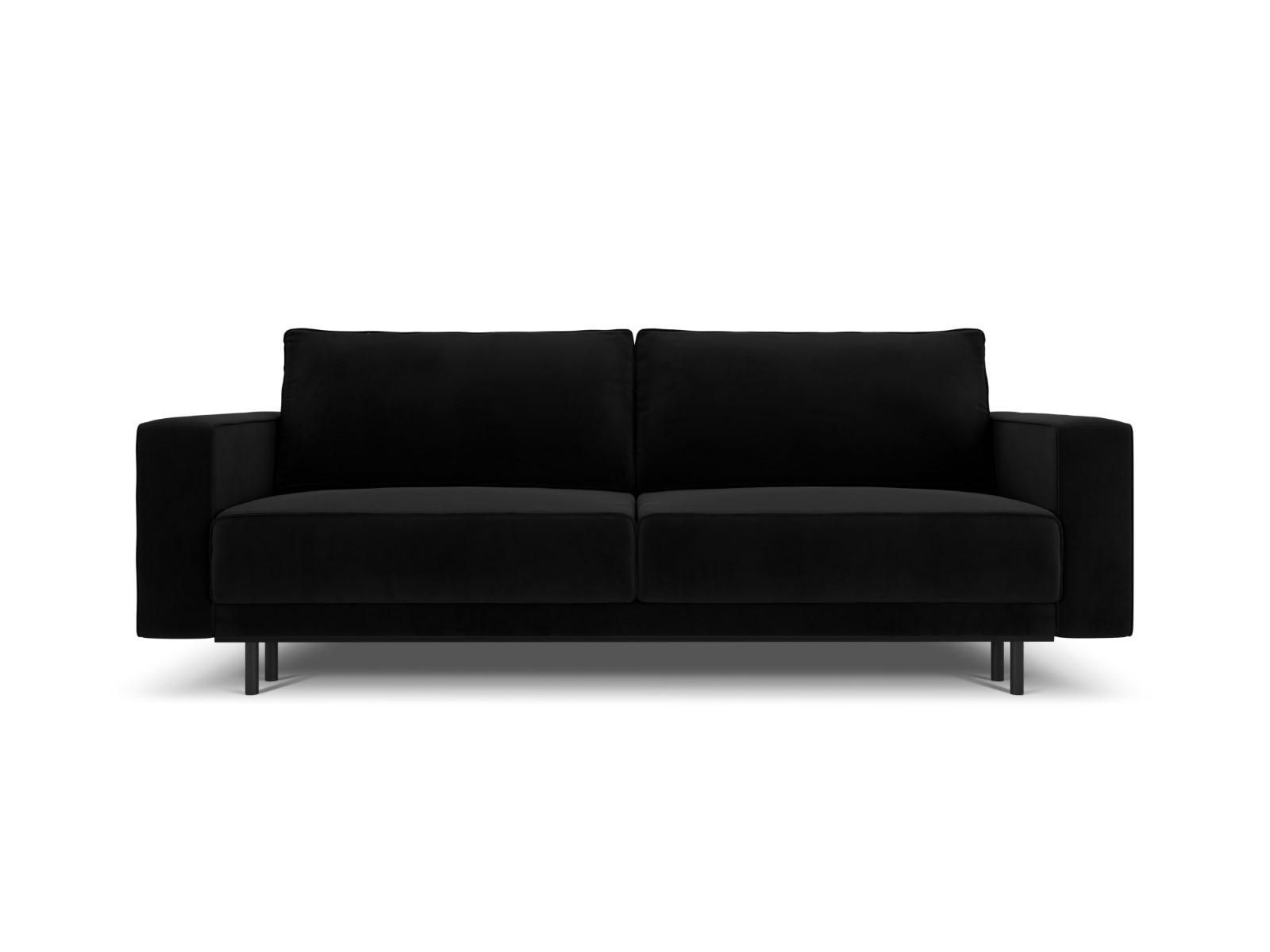 AUSKLAPPBARES-SOFA mit Bettkasten Caro aus Samt schwarz 3 Sitzplätze - Schwarz, Textil (97/93/236cm) - Micadoni