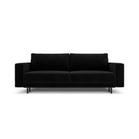 AUSKLAPPBARES-SOFA mit Bettkasten Caro aus Samt schwarz 3 Sitzplätze - Schwarz, Textil (97/93/236cm) - Micadoni