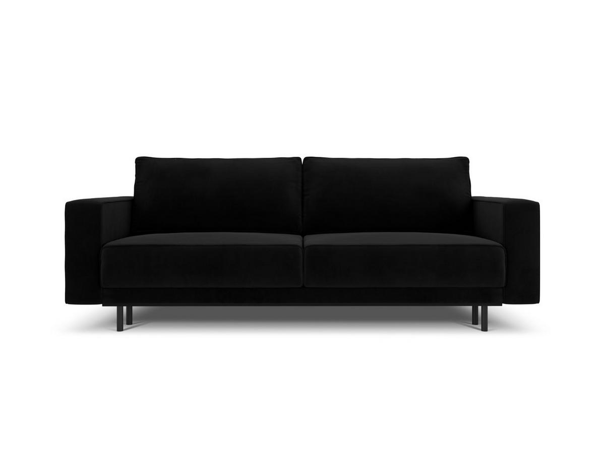 AUSKLAPPBARES-SOFA mit Bettkasten Caro aus Samt schwarz 3 Sitzplätze - Schwarz, Textil (97/93/236cm) - Micadoni