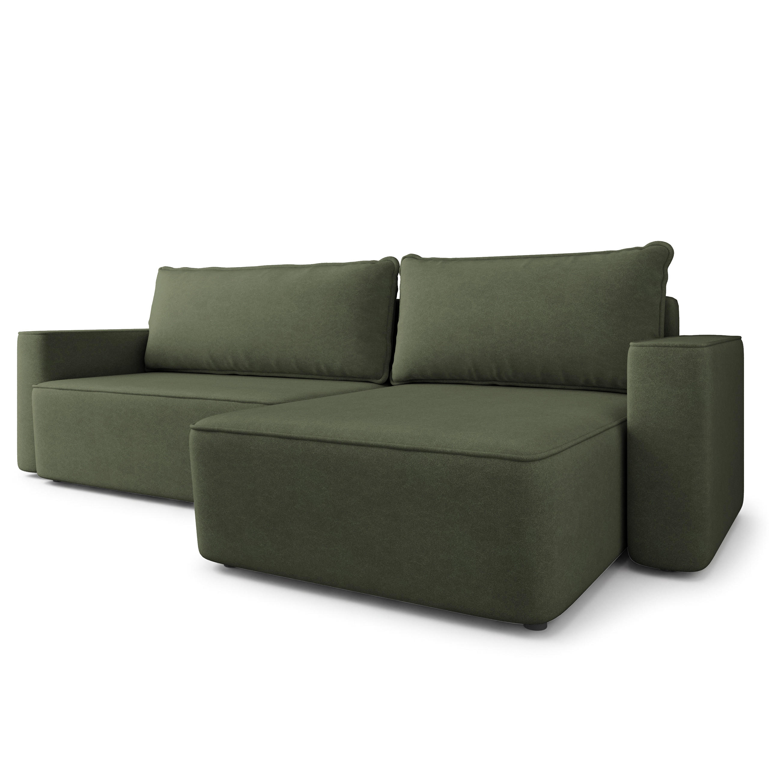 ECKSOFA BELARO CL Olivgrün Samtstoff mit Schlaffunktion - Olivgrün, Holzwerkstoff/Textil (280/162cm) - MASSENO