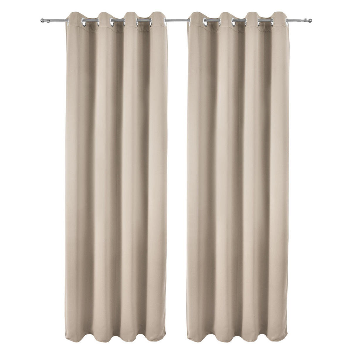 VORHANG Amelie BO mit Öse 140x245cm Sand (2tlg) - Sandfarben, Textil (140/245/1cm) - Beautissu 