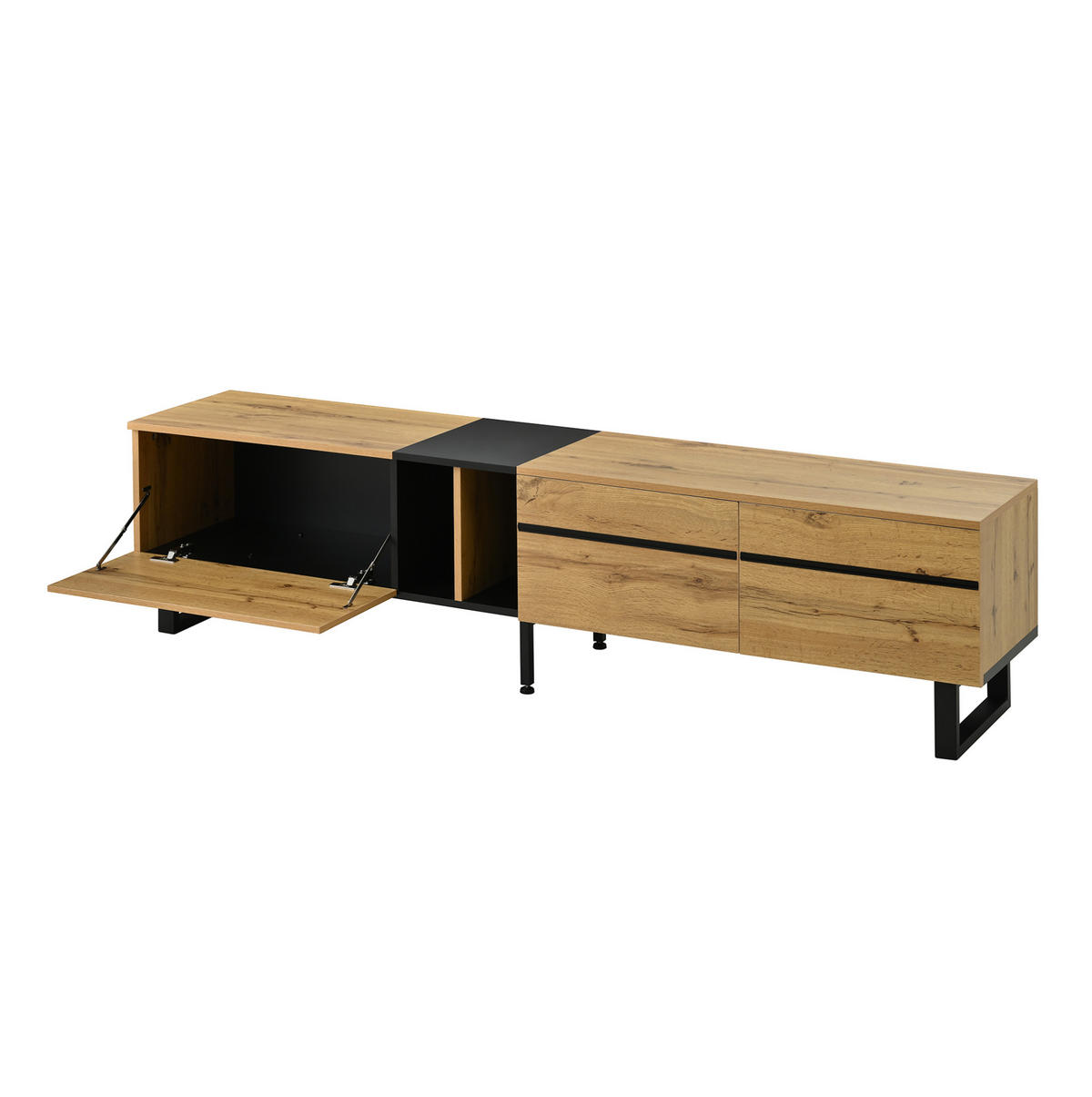 TV-LOWBOARD 180/38/45 cm Holz aus Spanplatte mit Klappfach - Eichefarben, Holzwerkstoff (38/45/180cm) - OKWISH