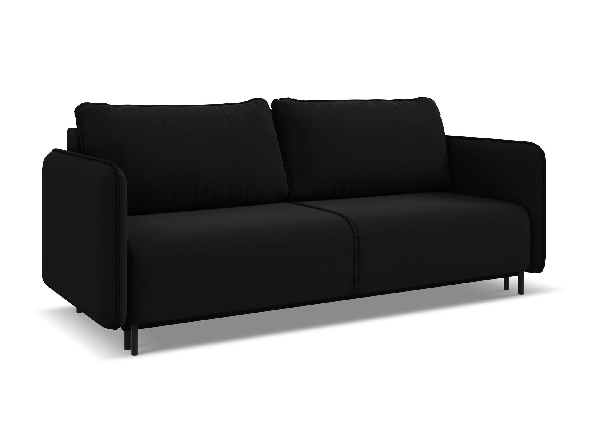 3-SITZER SOFA mit Schlaffunktion Samt Stoff Schwarz - Schwarz, Holz/Textil (226/90/92cm) - Makamii
