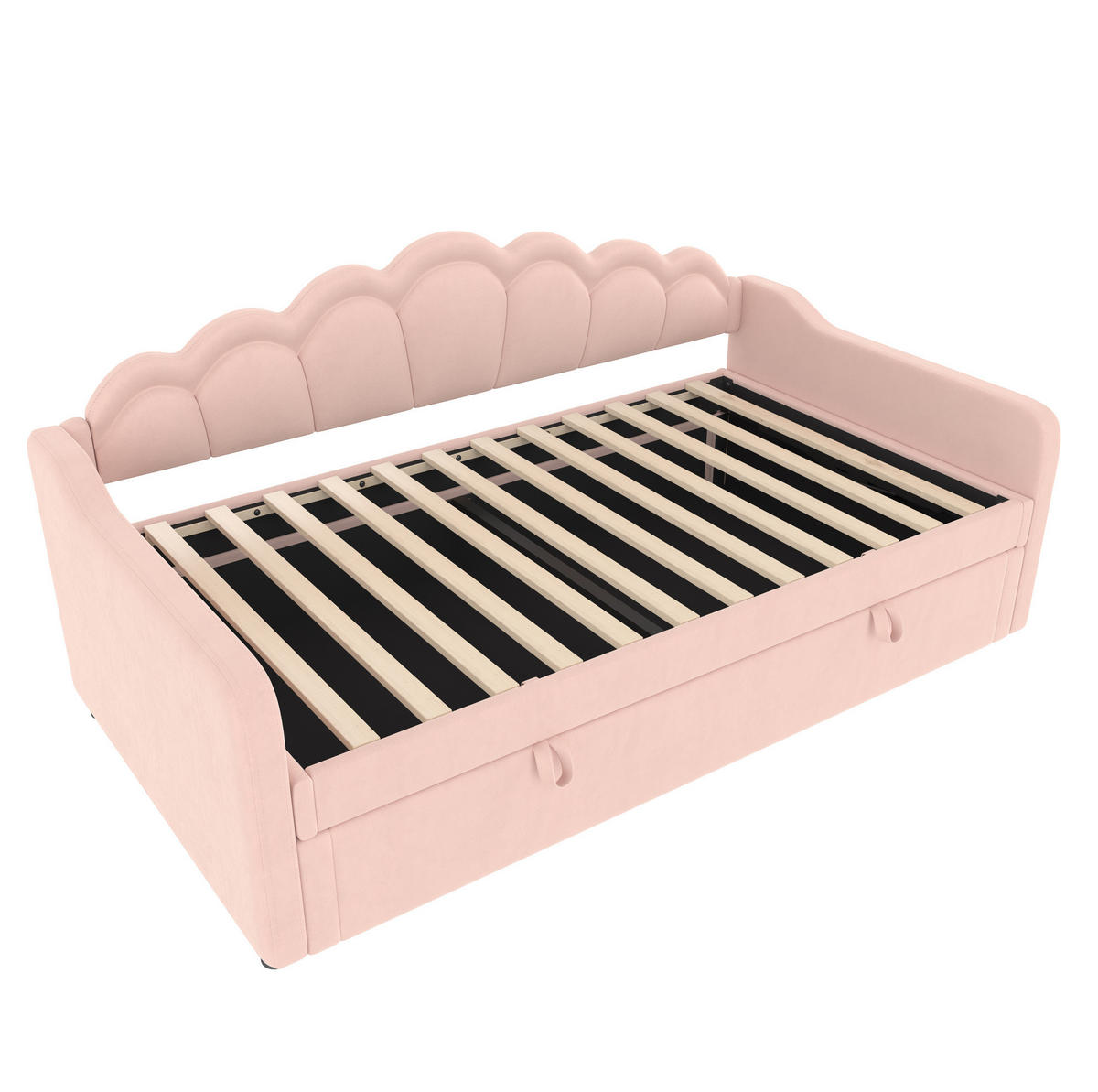 BETT mit Bettkasten 90/200 cm in Rosa – Samtbezug mit LED und Kopfteil - Rosa, Textil (90/200cm) - BEAOK