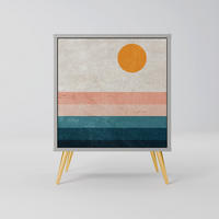 SIDEBOARD TWO HALVES, Grau, 57,5x42x75,5 cm, Goldfarbene Metallfüße - Goldfarben/Multicolor, Holzwerkstoff/Metall (57.5/75.5/42cm) - SpaceRebels