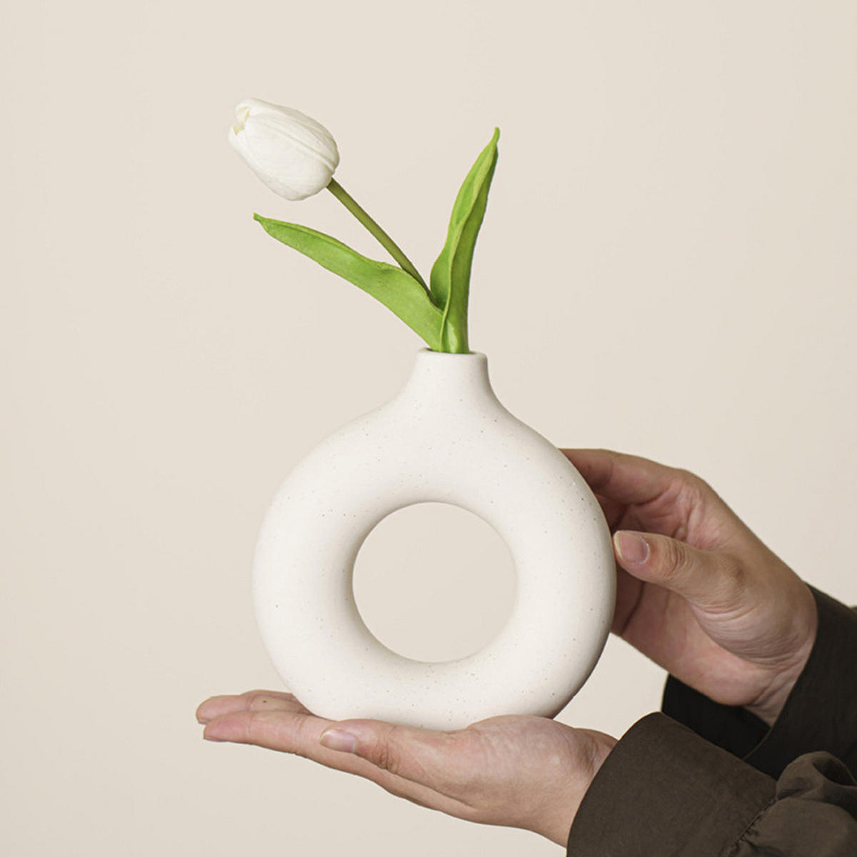 VASE 18 cm Keramik - Weiß, Keramik (16cm) - LIBRATON