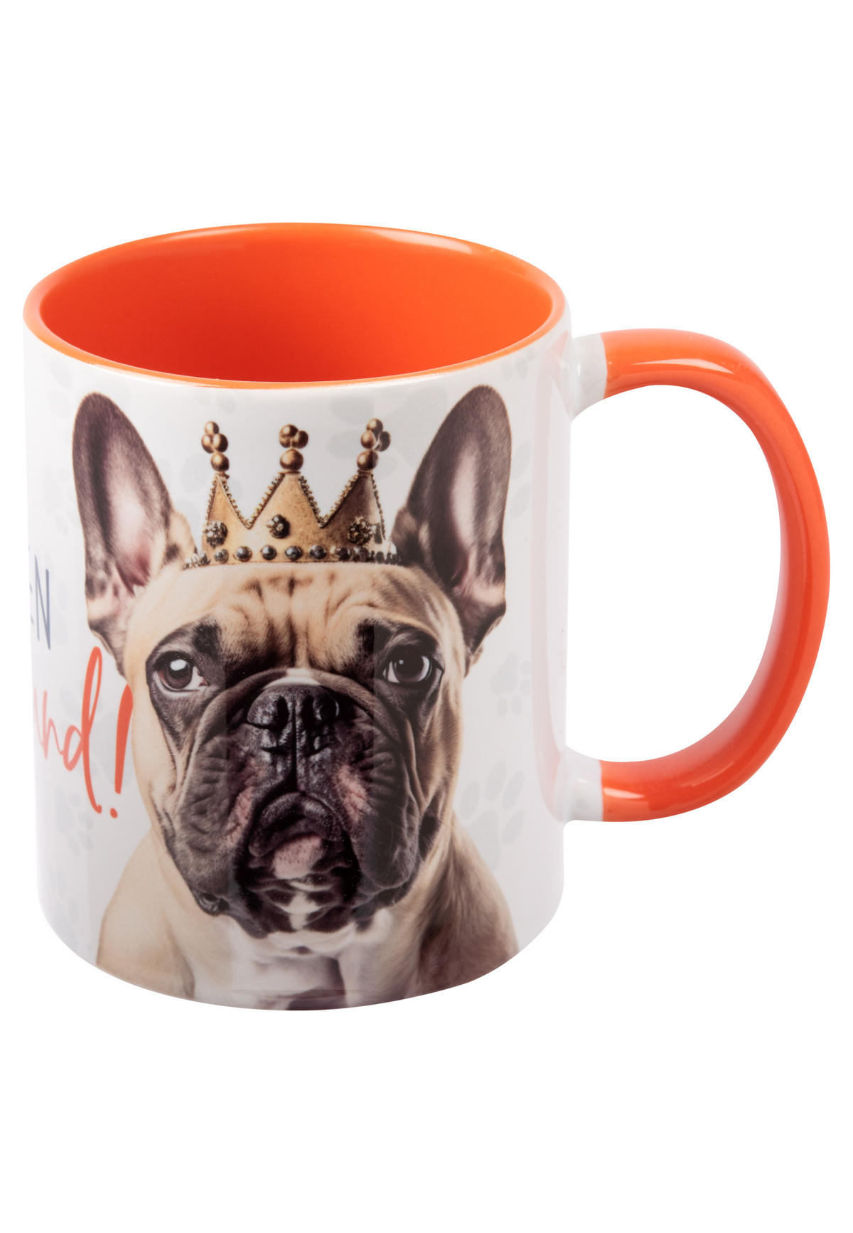 KAFFEEBECHER Hunde Mops - Vergiss den Prinzen, nimm den Hund! Weiß/Orange 320 ml - Orange, Keramik (0.32L) - United Labels