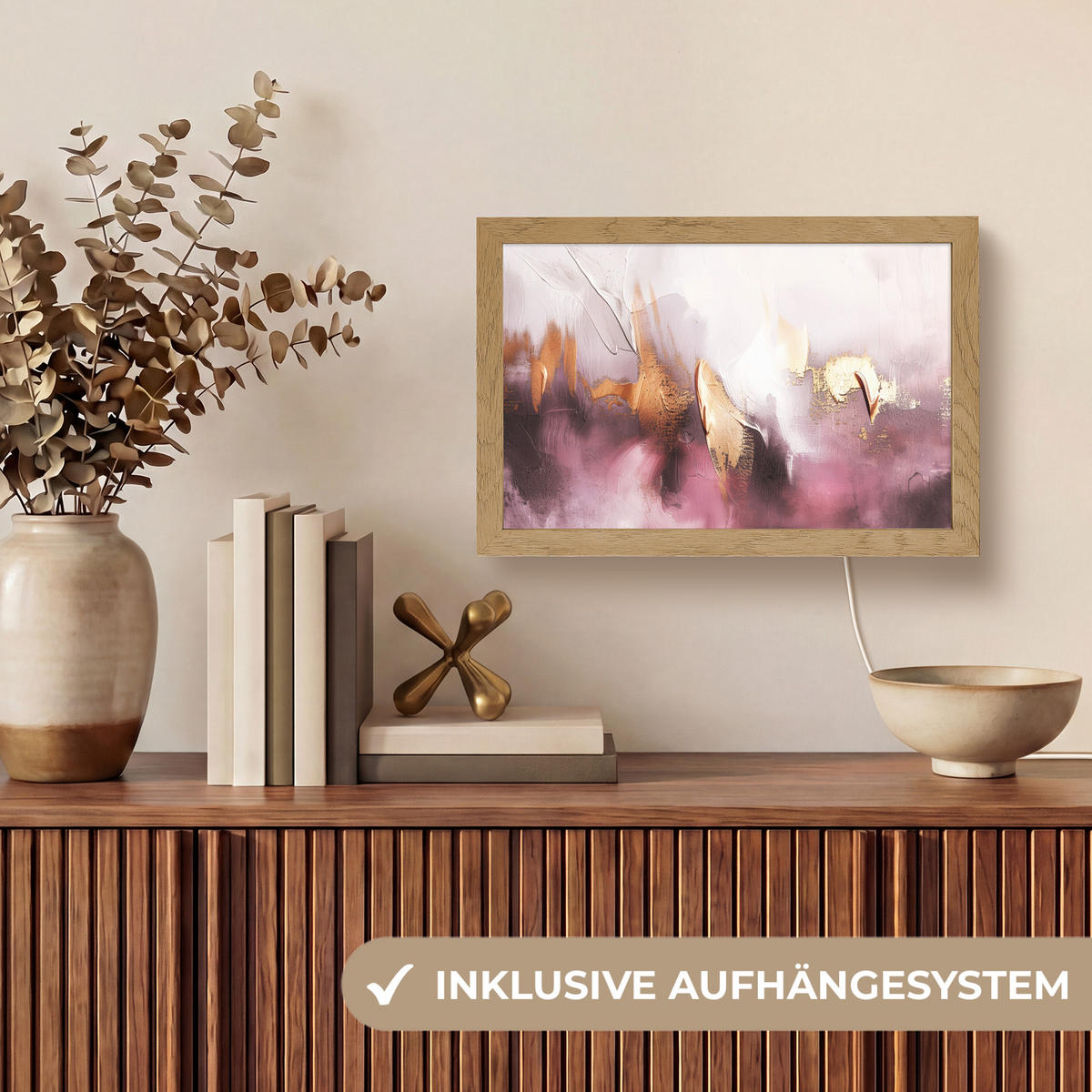 STOLNÍ LAMPA Fialová - abstraktní - barva - zlatá 30x20 cm - barva baltimore, kompozitní dřevo (8/30/20cm) - OnlyWow