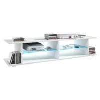 LOWBOARD Movie mit blauer LED Beleuchtung - Weiß, Holzwerkstoff (134/29/37.5cm) - Vladon