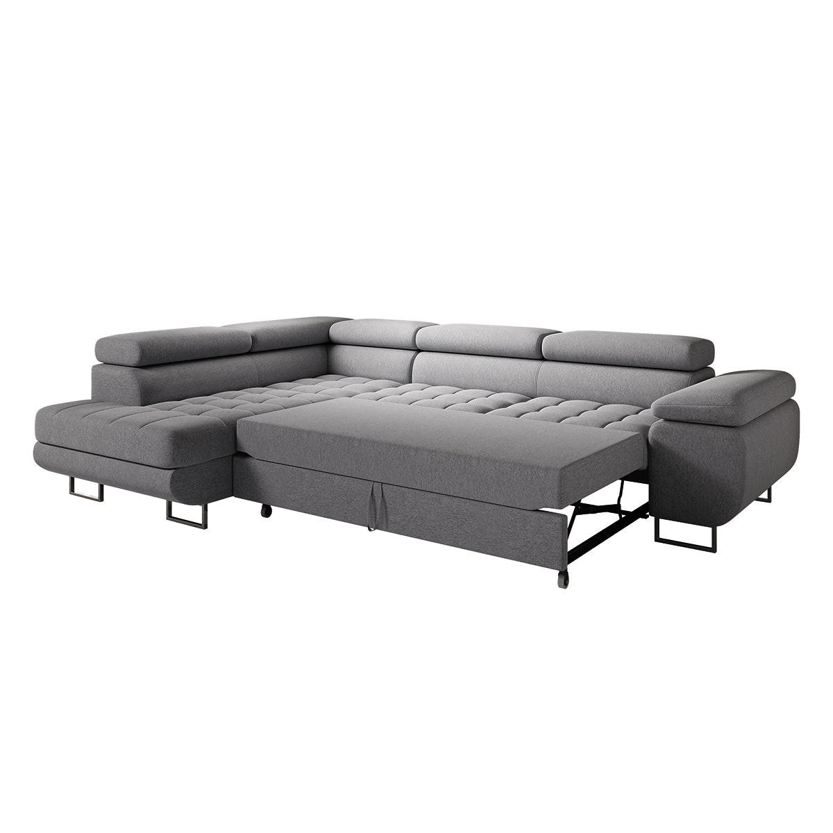 ECKSOFA Eden 4 Sitzplätze Anthrazitgrau - Grau, Holzwerkstoff (335/201cm) - Petits-meubles