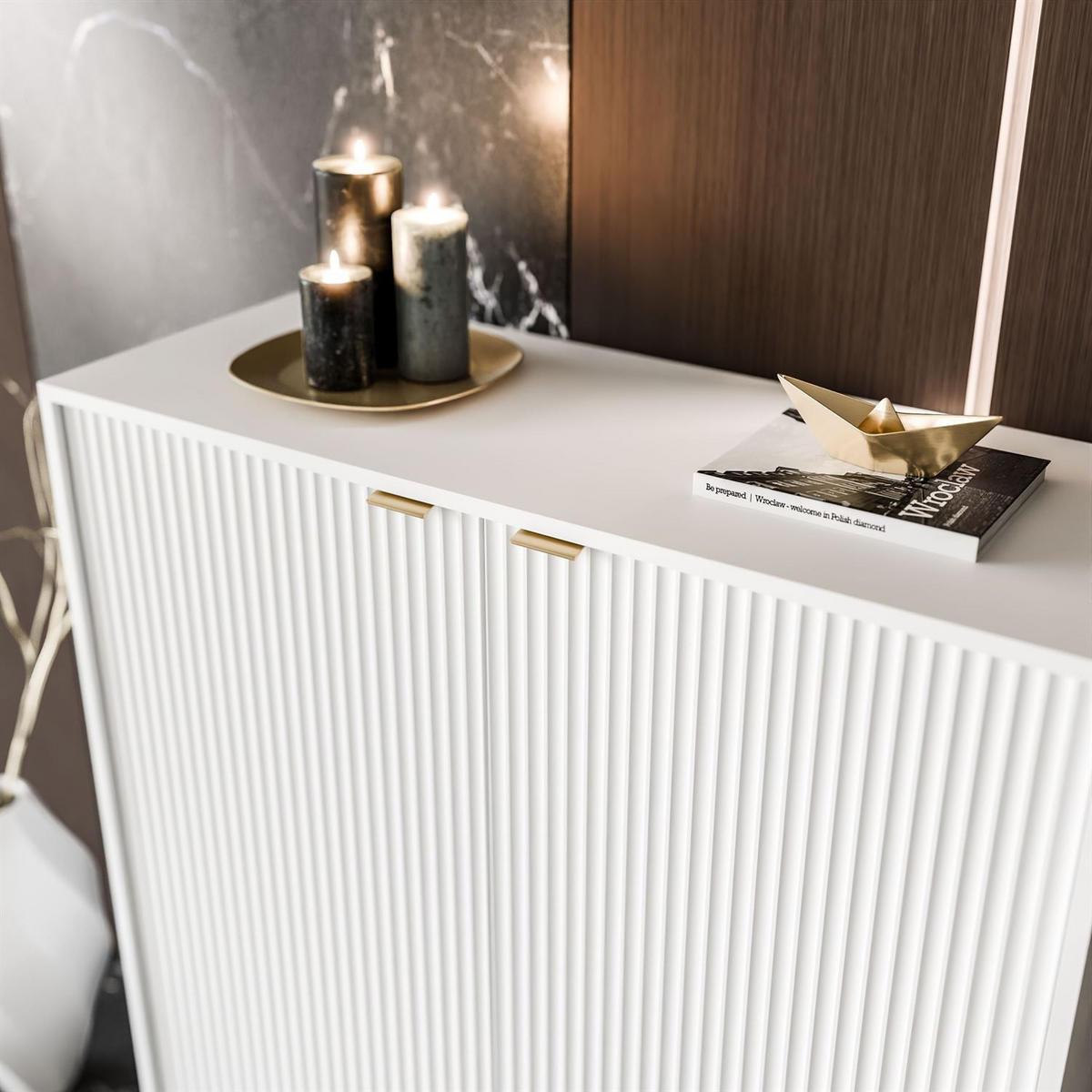 HIGHBOARD CORTADO GOLD K104 ZWEIFLUEGELIG WEISS - Weiß, Holzwerkstoff (104/125/39cm) - Lookway