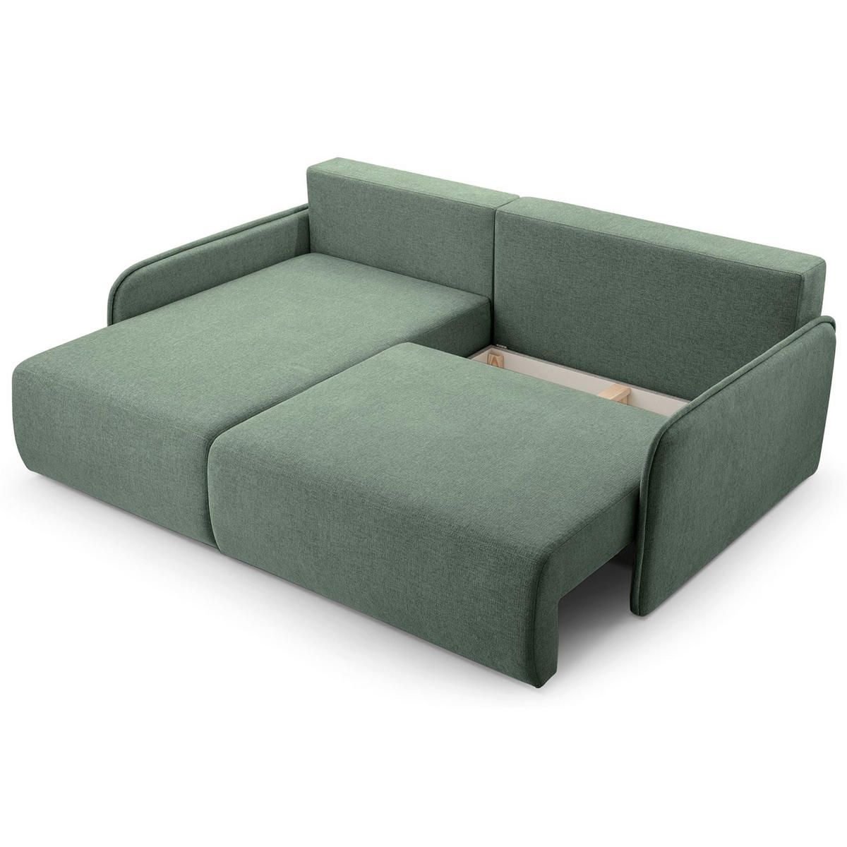 ECKSOFA Netarro, Salbeigrün Chenille, linksseitig - Schwarz/Hellgrün, Kunststoff/Textil (198/147cm) - Selsey