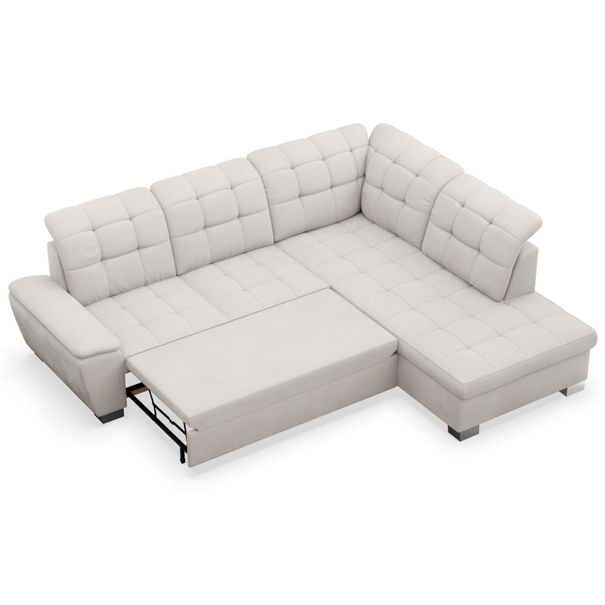 ECKSOFA Jamaal Creme rechtsseitig - Creme/Schwarz, Textil (258/212cm) - Selsey