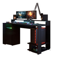 GAMING MÖBEL 11 in Schwarz Gamingzimmer mit Beleuchtung - Schwarz, Holzwerkstoff (120/200/80cm)