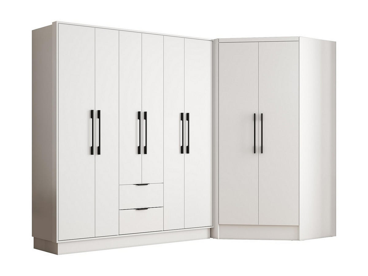 KLEIDERSCHRANK - 263.5 cm x 101.5 cm - Holz, Platte - Weiß - FEOVA - Weiß, Holz (263.5/182/101.5cm) - Vente-Unique