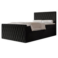 BOXBETT PONTI III 120x200 cm Schwarz (Samt) - mit 2 Bettkästen, Bonellmatratze und Rautensteppung - Schwarz, Holzwerkstoff/Textil (120/200cm) - Ravio