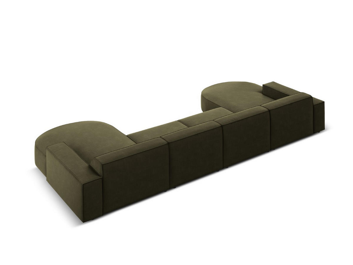 PANORAMASOFA Jodie aus Samt grün 6 Sitzplätze - Grün, Textil (166/70/364cm) - Micadoni