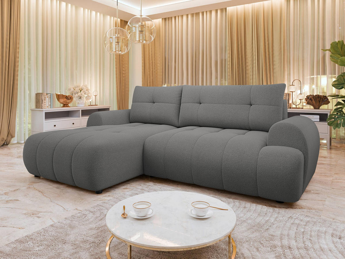 ECKSOFA Fiorano, Seite: Links - Schwarz/Grau, Holz/Kunststoff (265/177cm) - MIRJAN24