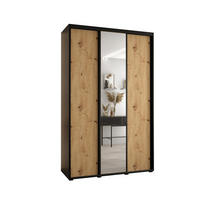 SCHWEBETÜRENSCHRANK 235,2/150/60 3-türig - Schwarz/Eiche Artisan, Holz/Metall (150/235/60cm) - Abiks Möbel