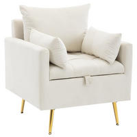 SESSEL in Beige Samt mit Goldenen Metallbeinen - Beige, Textil (71/76/71cm) - KOMHTOM