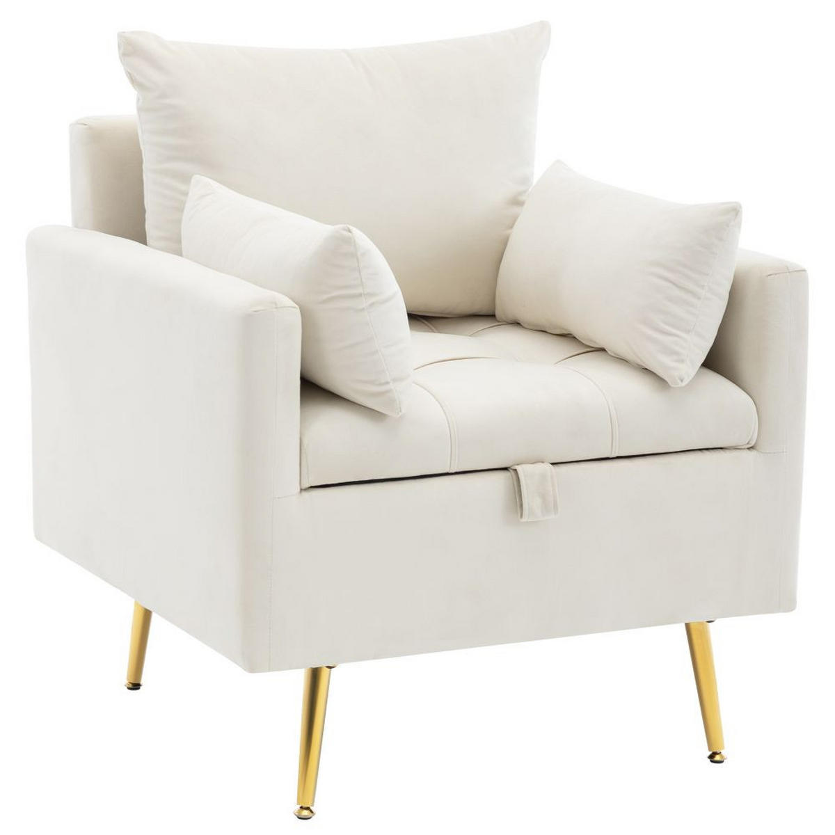 SESSEL in Beige Samt mit Goldenen Metallbeinen - Beige, Textil (71/76/71cm) - KOMHTOM