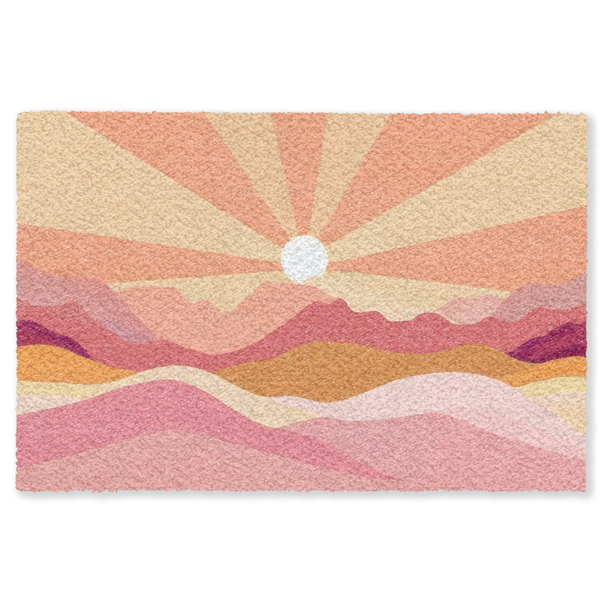 FUSSMATTE Berge - Abstrakt - Sonnenstrahlen - Rosa Sauberlaufmatte 120x80 cm - Rosa, Kunststoff/Textil (120/0.4cm) - MuchoWow