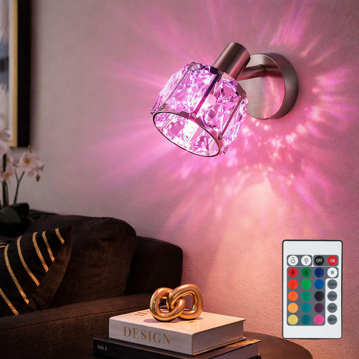 LED WANDLEUCHTE KRIS Chrom Silber - Silberfarben, Glas (9.2/12.5/16cm)