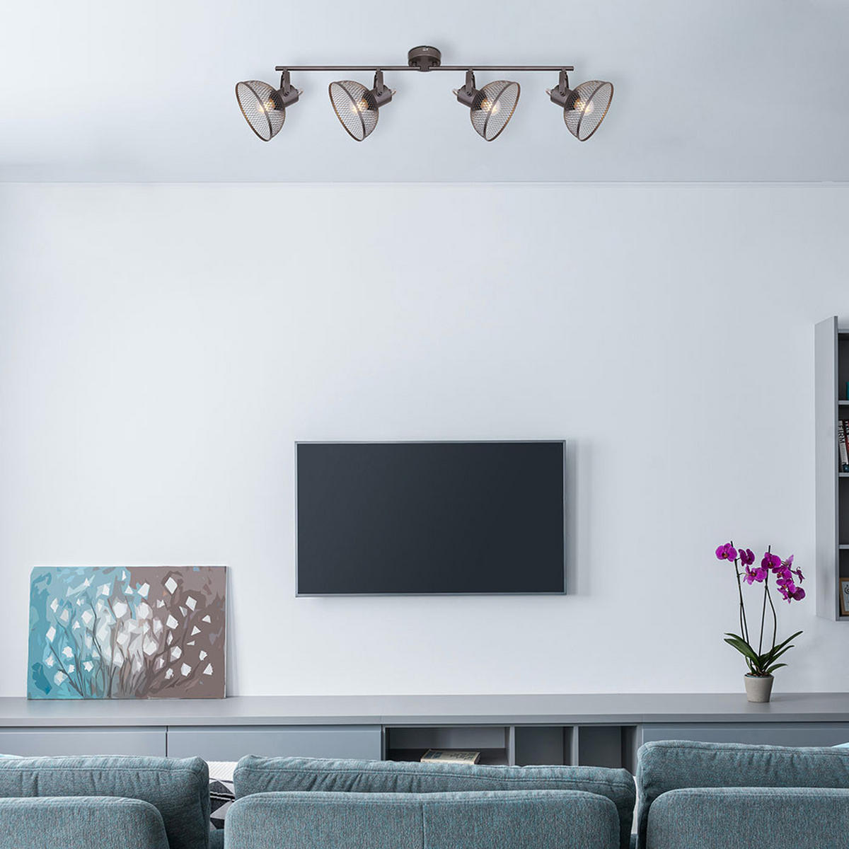 DECKENLEUCHTE MONIGA Anthrazit Geflecht - Anthrazit, Metall (93.6/16/20.8cm) - Globo Lighting