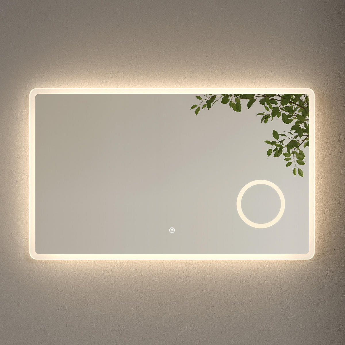 BADSPIEGEL mit Uhranzeige Beleuchtung mit Integriertem Schminkspiegel 100/60 cm - Weiß, Glas (60/3.5/100cm) - EMKE