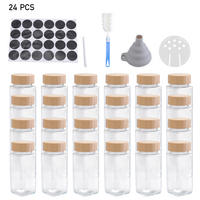 GEWÜRZGLAS-SET 24 Stück mit Bambusdeckel und 120ml Fassungsvermögen Glas/Bambus 4.5/4.5/10.5cm - Transparent, Glas/Holz (4.5/10.5/4.5cm) - Livingandhome