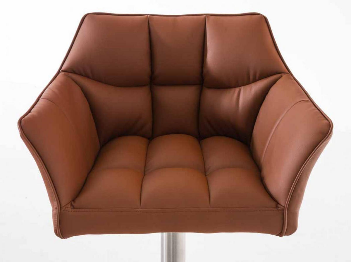 BARHOCKER 2er Set Lederlook Hellbraun - Hellbraun/Edelstahlfarben, Textil/Metall (64/88/45cm) - CLP