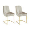 STUHL 2er-Set - Samt & goldfarbenes Metall - Beige - BERLONA - Beige, Textil (58/96/53cm) - Vente-Unique