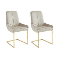 STUHL 2er-Set - Samt & goldfarbenes Metall - Beige - BERLONA - Beige, Textil (58/96/53cm) - Vente-Unique