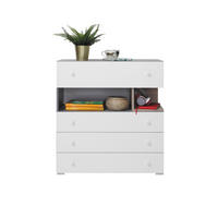 KOMODA GALIA, 85/90/40 cm se 4 zásuvkami a dvířky, bílá - bílá/šedá, kompozitní dřevo (85/90/40cm) - MASSENO