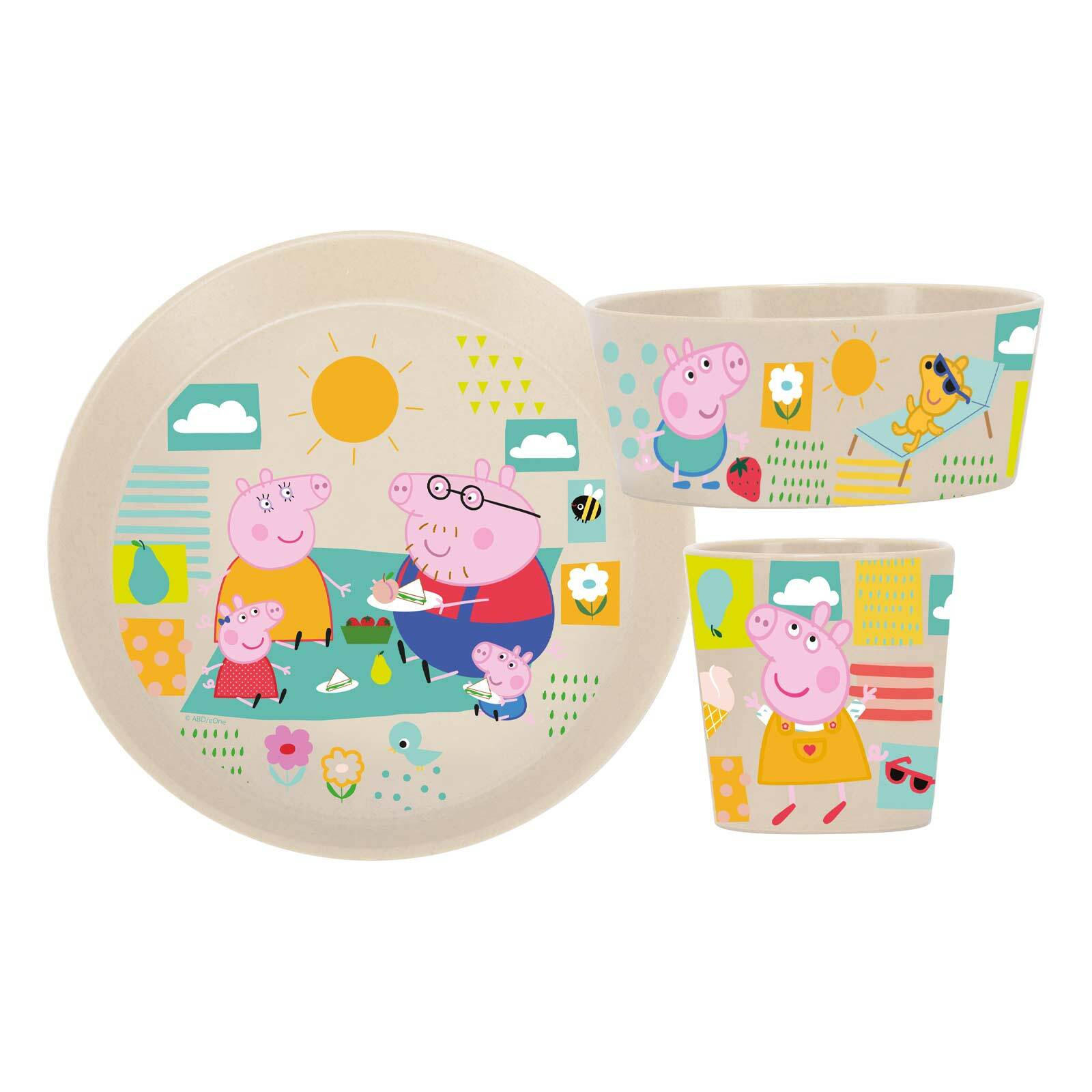 KINDERGESCHIRRSET Connect Peppa Pig organic sand 3er Set - Rot, Kunststoff (1/1/1cm) - Koziol
