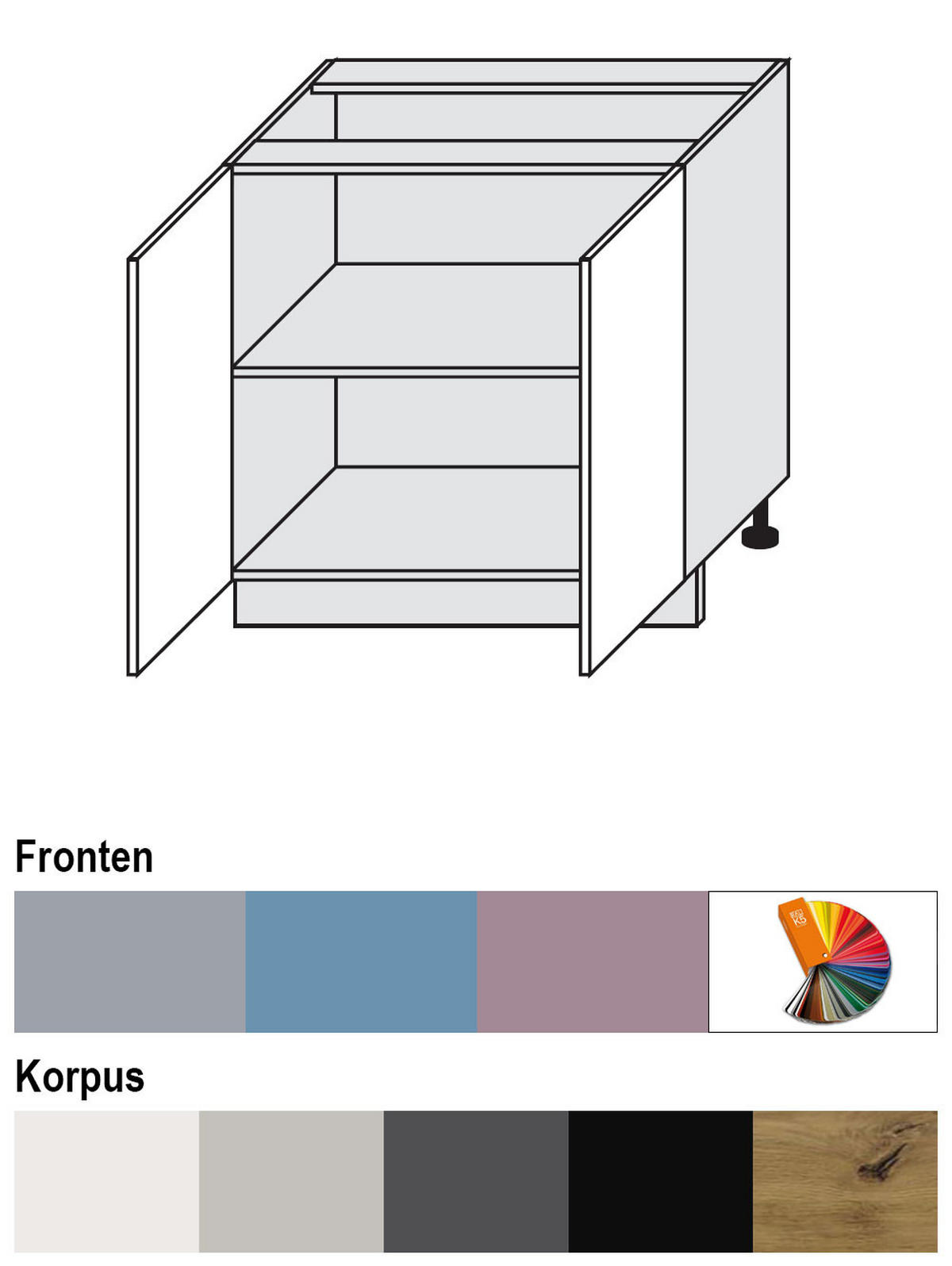 UNTERSCHRANK Bari D11/80 Grau / RAL 4009 pastellviolett 80 / 50 / 82cm - Violett/Grau, Holz/Holzwerkstoff (80/82/50cm) - Feldmann-Wohnen
