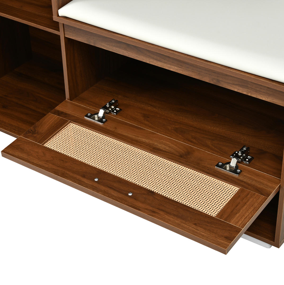 SCHUHSCHRANK aus MDF & Spanplatte 110x38x190cm in Walnuss mit Spiegel & LED - Walnussfarben, Holzwerkstoff (110/190/38cm) - Modfu