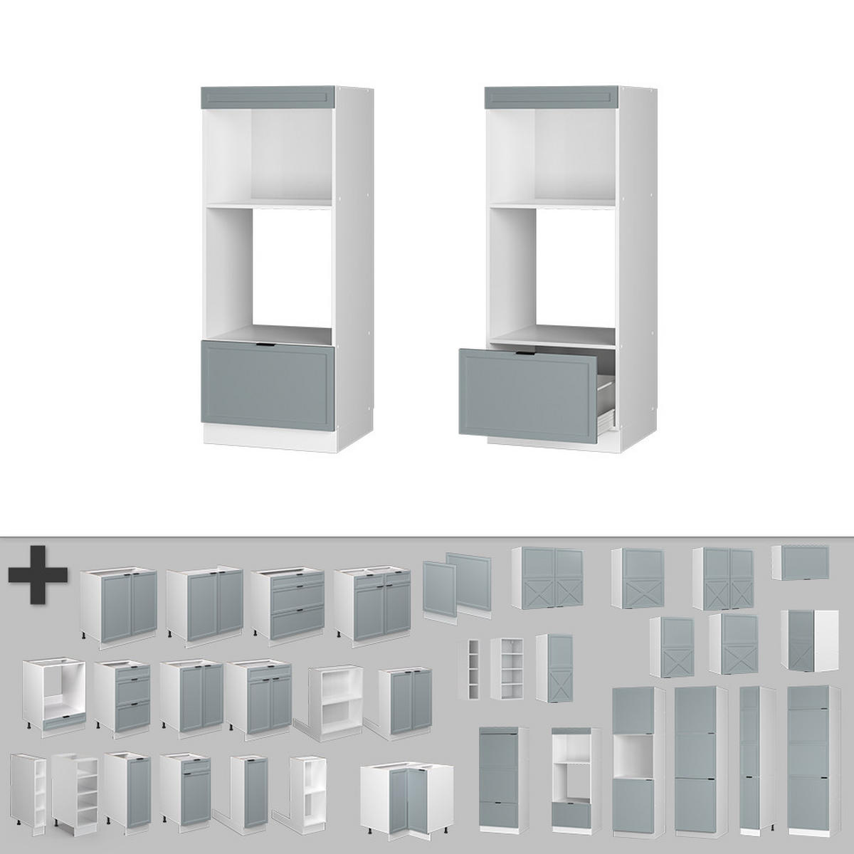 MIKROWELLENSCHRANK Fame-Line Hellblau-grau 60 cm offen - Blaugrau/Weiß, Holzwerkstoff (60/153.6/58.1cm) - Vicco