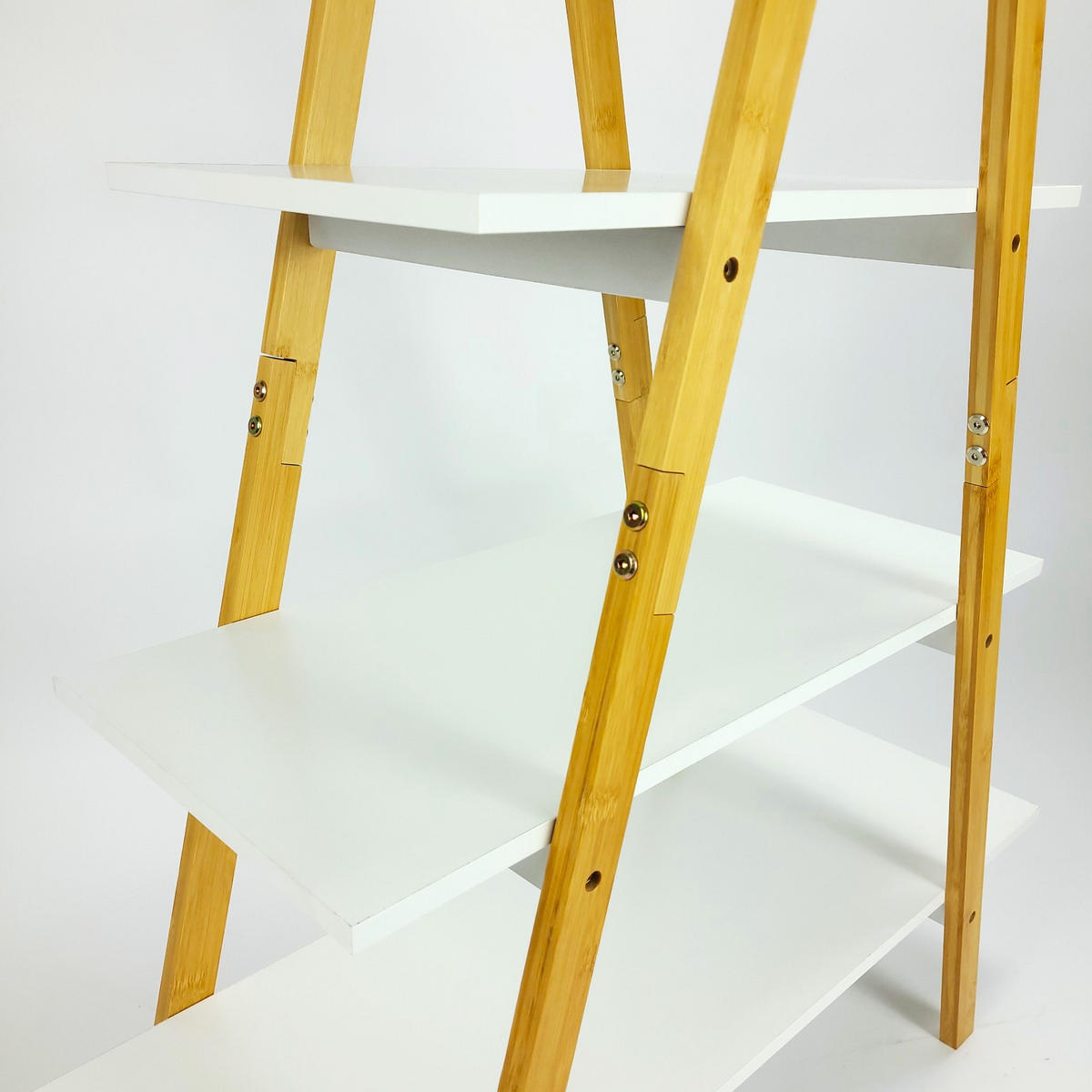 REGAL Bambus Holzoptik Weiß Naturfarben 4 Ebenen 80/30/116 cm - Weiß/Naturfarben, Holzwerkstoff (80/116/30cm) - Begryf