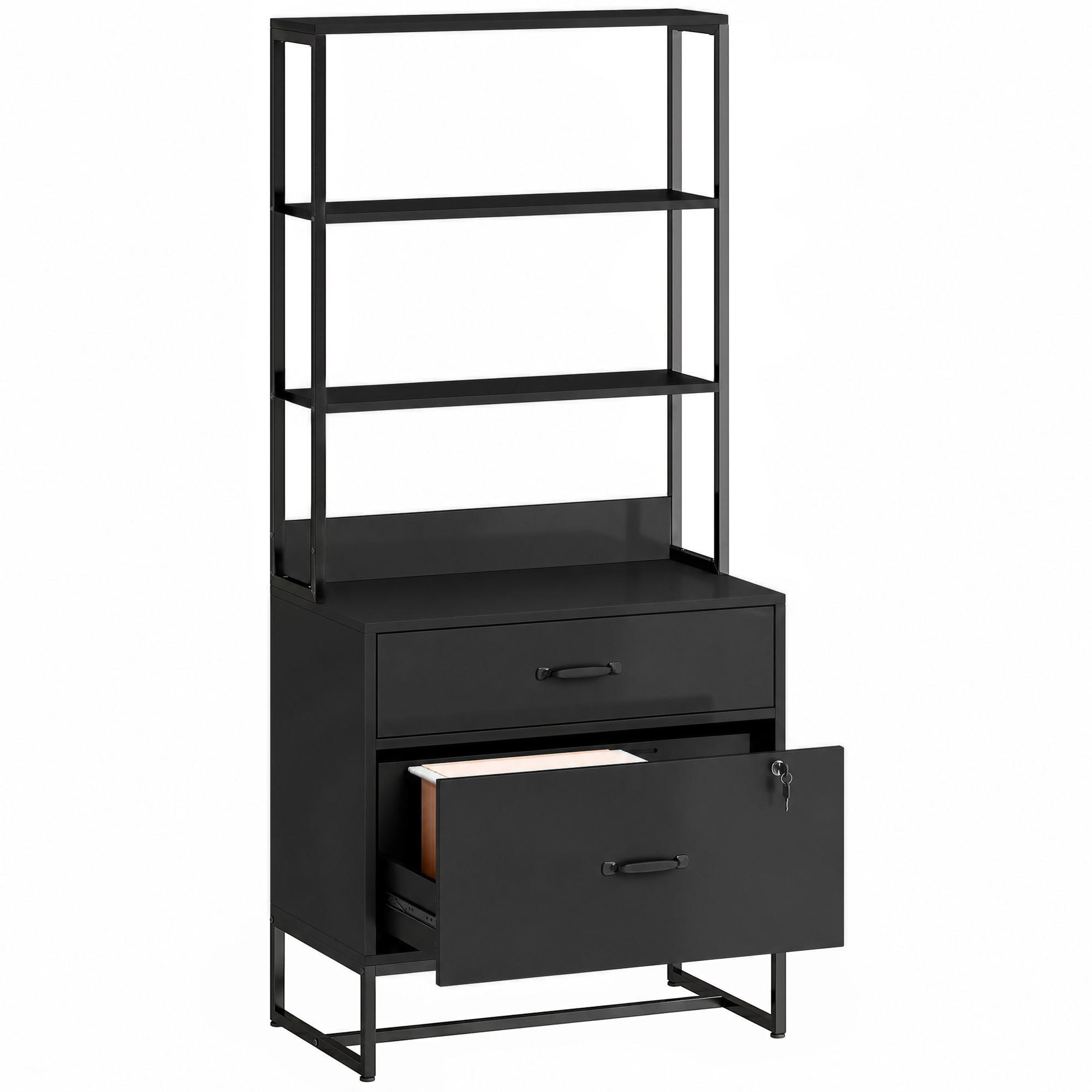 AKTENSCHRANK Spanplatte Metall Schwarz - Schwarz, Holzwerkstoff/Metall (40/157/70cm) - HOMCOM