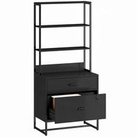 AKTENSCHRANK Spanplatte Metall Schwarz - Schwarz, Holzwerkstoff/Metall (40/157/70cm) - HOMCOM