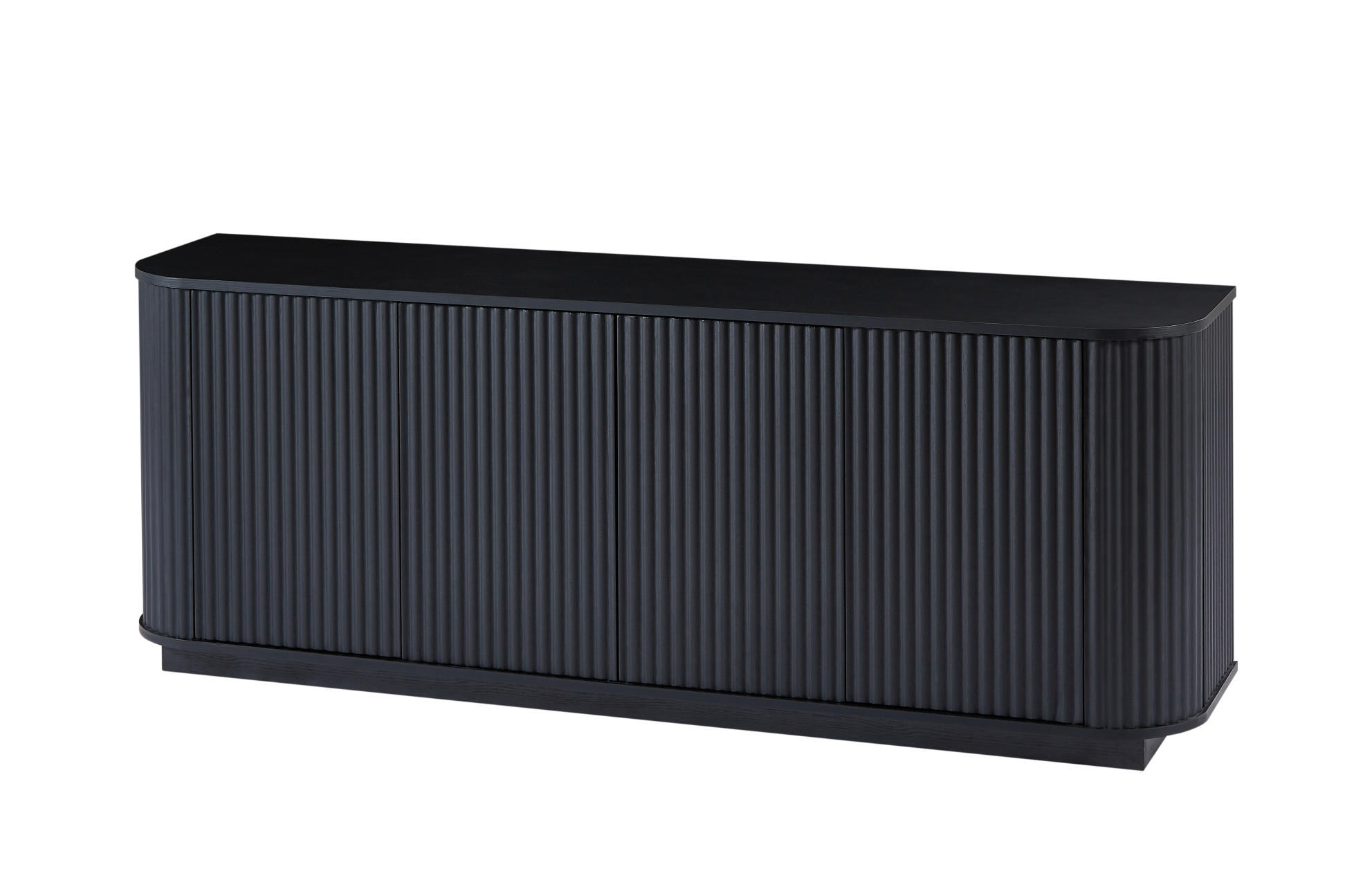 SIDEBOARD 162,5/38/61 cm aus MDF mit 4 Türen und Wellenfront, Schwarz - Schwarz, Holzwerkstoff (162/61/38cm) - Redom