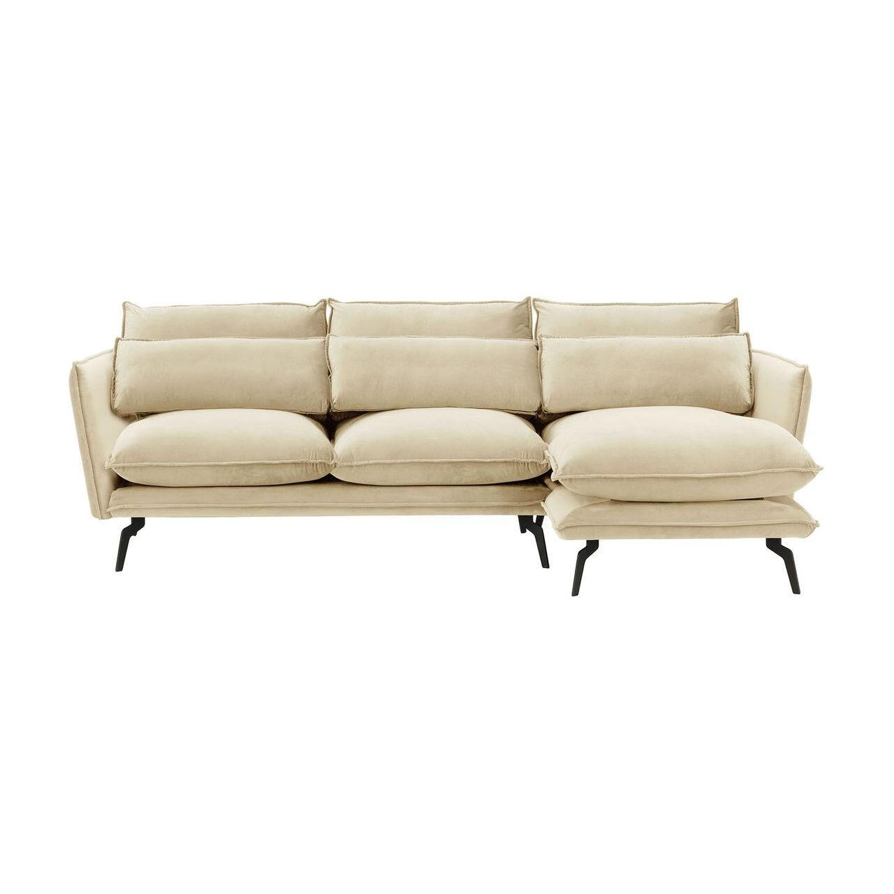 ECKSOFA Layla Rechts-Velluto 2 - Creme, Holz/Textil (278/160cm)